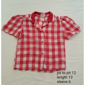 Wrangler Kids Girls Red White Plaid Button Up Shirt Vintage Size 3t